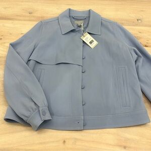 Pure Collection Blue Collared Twill Jacket In Bluebell Size 8/10 Snap Up